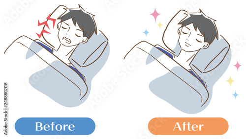歯ぎしりする男性 イラスト　セット