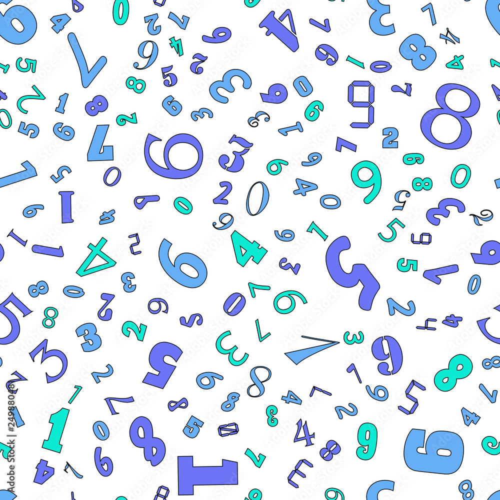Numbers, education, school concept. Seamless vector EPS 10 pattern. Flat style Numbers, education, school concept. Seamless vector EPS 10 pattern. Flat style