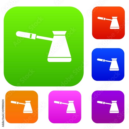 Coffee cezve set icon in different colors isolated vector illustration. Premium collection