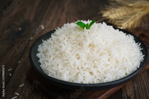 Canvastavla Bowl of cooked basmati rice. selective focus