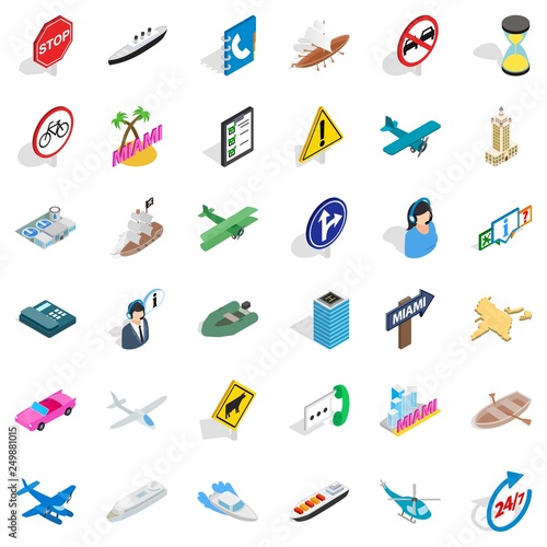 Hard traffic icons set. Isometric style of 36 hard traffic vector icons for web isolated on white background