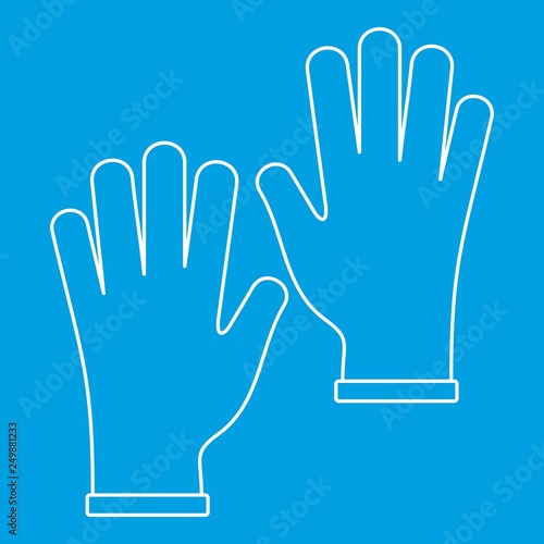Medical gloves icon blue outline style isolated vector illustration. Thin line sign