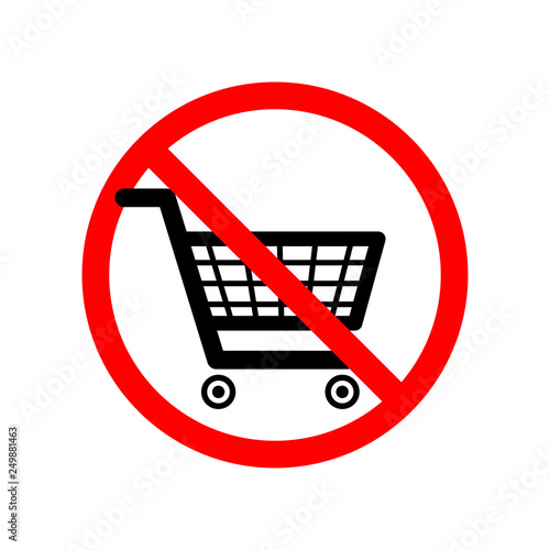 Shopping carts are not allowed, red forbidden sign on white