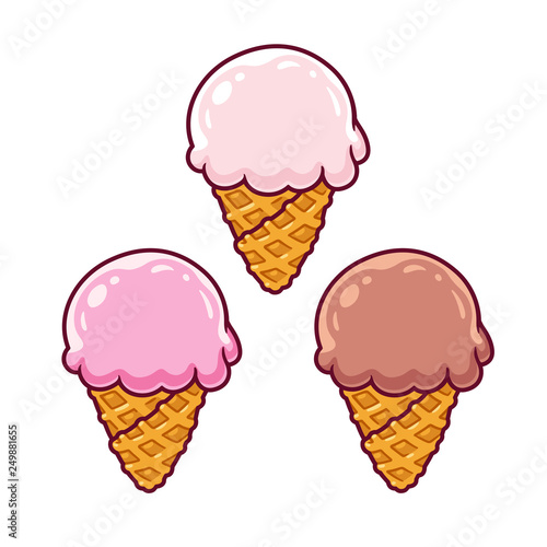 Cartoon ice cream cone set