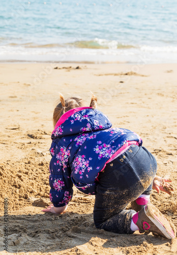 Baby. Playing. Sand. Girl. Dirty. Beach. Sea