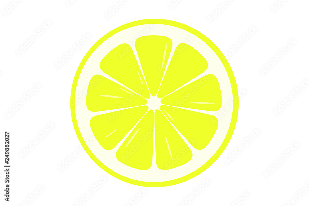 Yellow lemon slice islaoted on white background - Vector. Yellow lemon slice islaoted on white background - Vector.