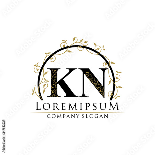 Luxury Gold KN Letter Logo