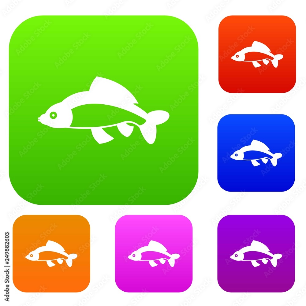 Fish set icon in different colors isolated vector illustration. Premium collection