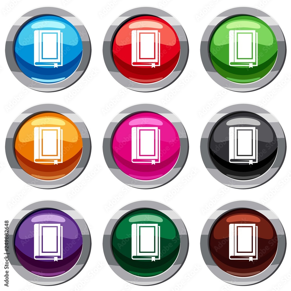 Book set icon isolated on white. 9 icon collection vector illustration Book set icon isolated on white. 9 icon collection vector illustration