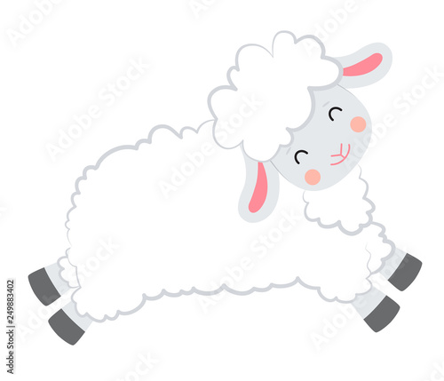 Wallpaper Mural Cartoon vector smiling white sheep jumping on white background Torontodigital.ca