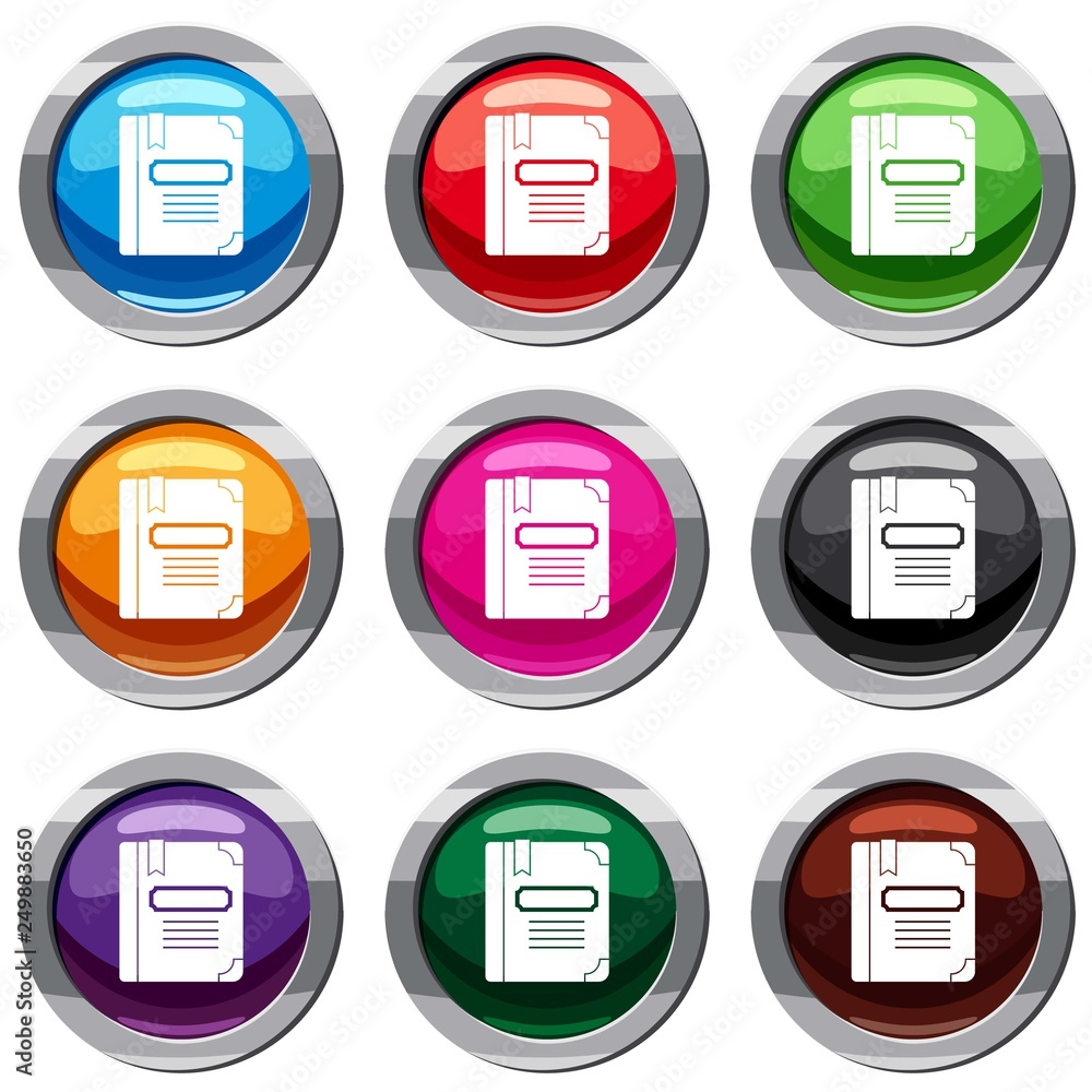 Tutorial with bookmark set icon isolated on white. 9 icon collection vector illustration Tutorial with bookmark set icon isolated on white. 9 icon collection vector illustration