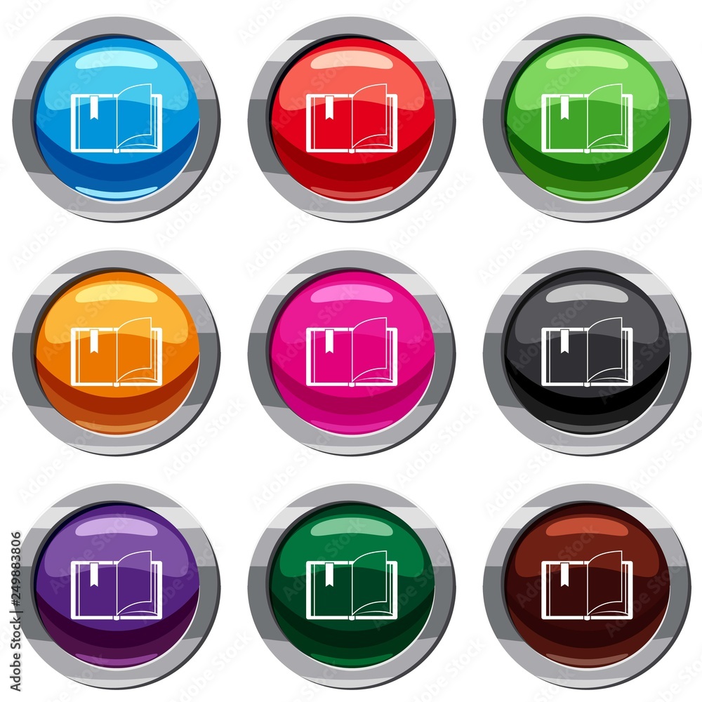 Open book set icon isolated on white. 9 icon collection vector illustration Open book set icon isolated on white. 9 icon collection vector illustration
