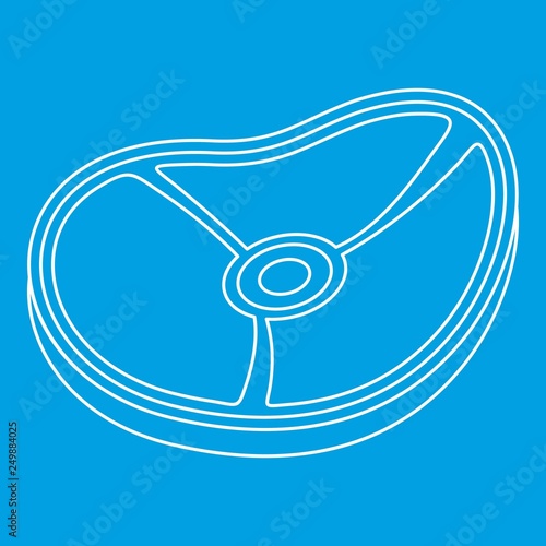 Meat steak icon blue outline style isolated vector illustration. Thin line sign