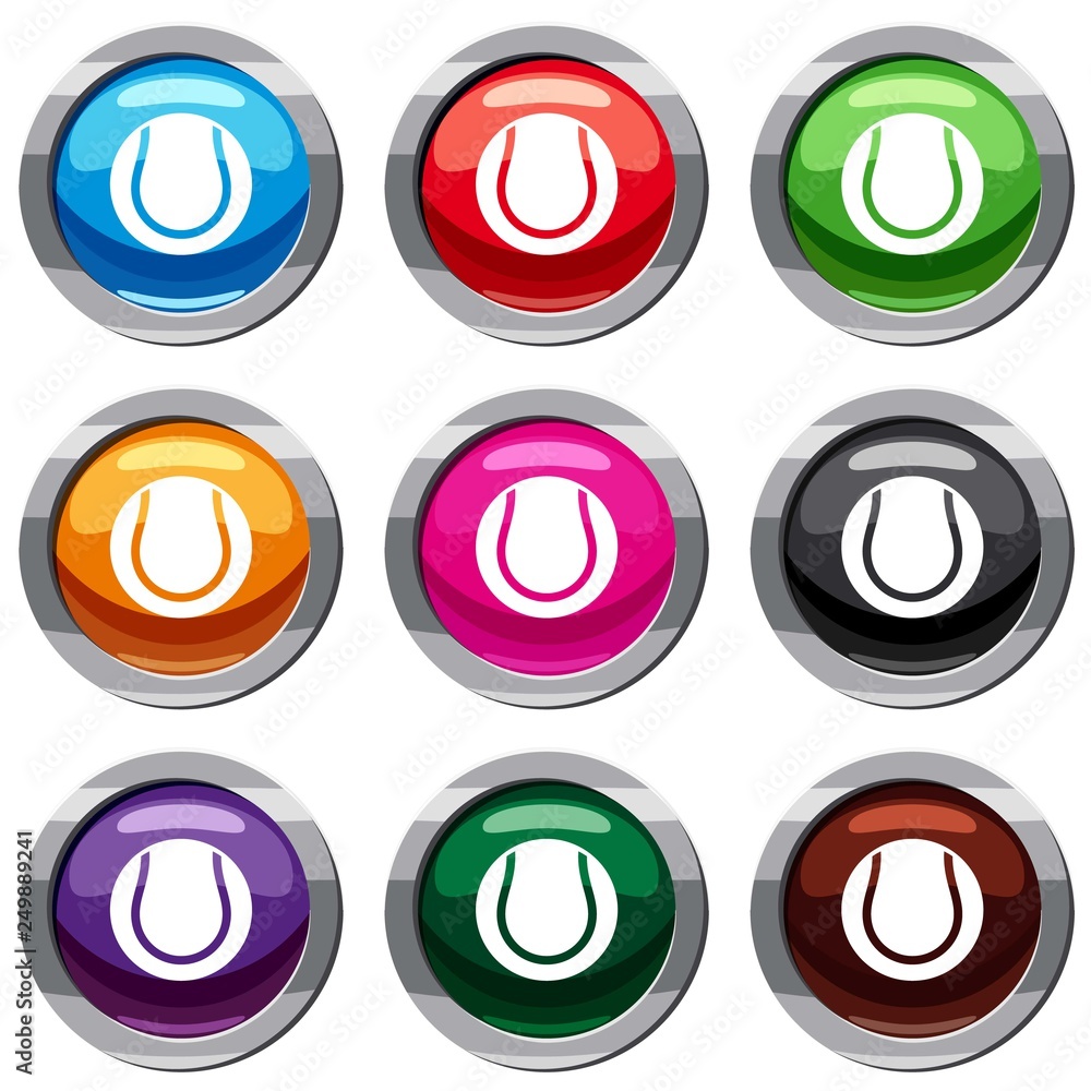 Tennis ball set icon isolated on white. 9 icon collection vector illustration Tennis ball set icon isolated on white. 9 icon collection vector illustration