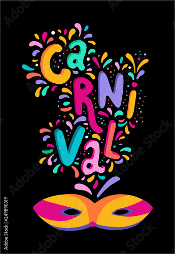 Vector Carnival colorful gorisontal flyer, banner, posters masquerade invitation. Festive party tickets mask template