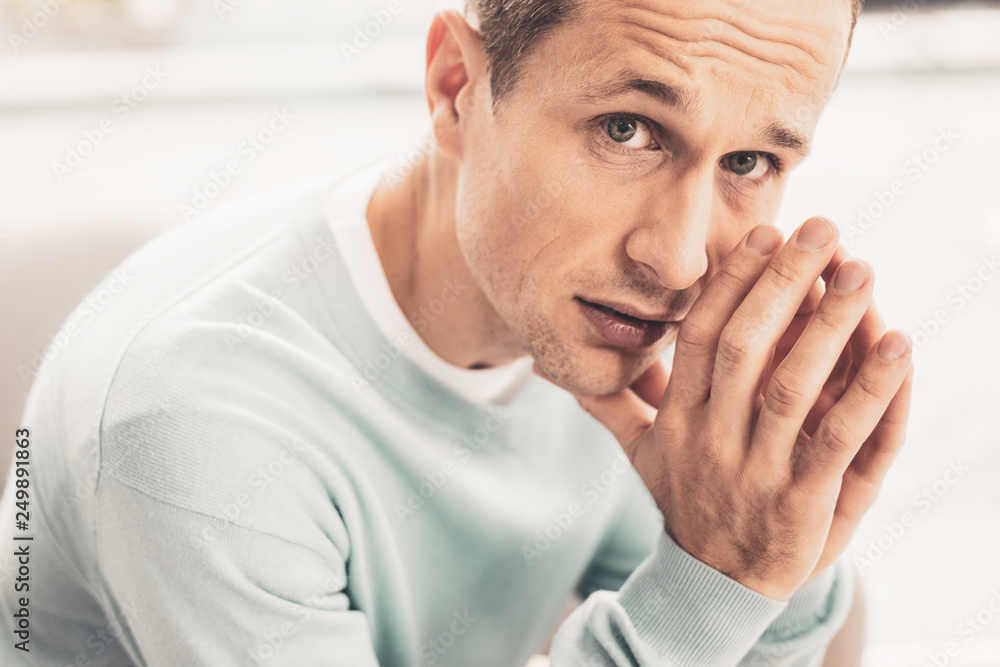 Mindful mature man having many thoughts Mindful mature man having many thoughts