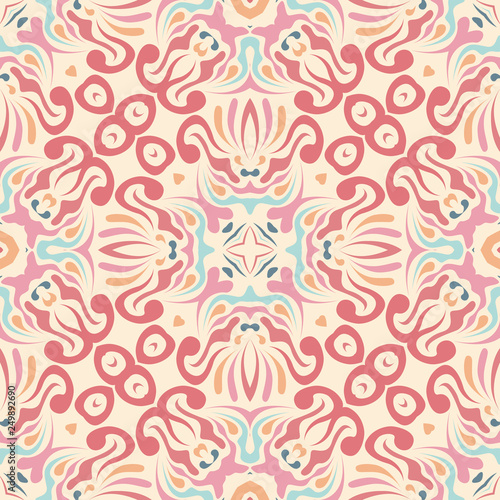 Flower tracery, fishnet lines. Detail for design wallpaper, tile, packaging, background. Handmade seamless pattern in oriental style. Creative fabric, textiles. Handmade mural .
