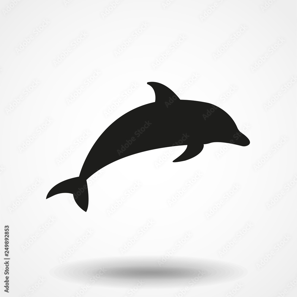 Fototapeta premium Dolphin aquatic mammal vector icon for animal apps and websites