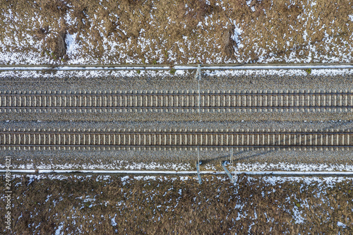 top view on railway tracks