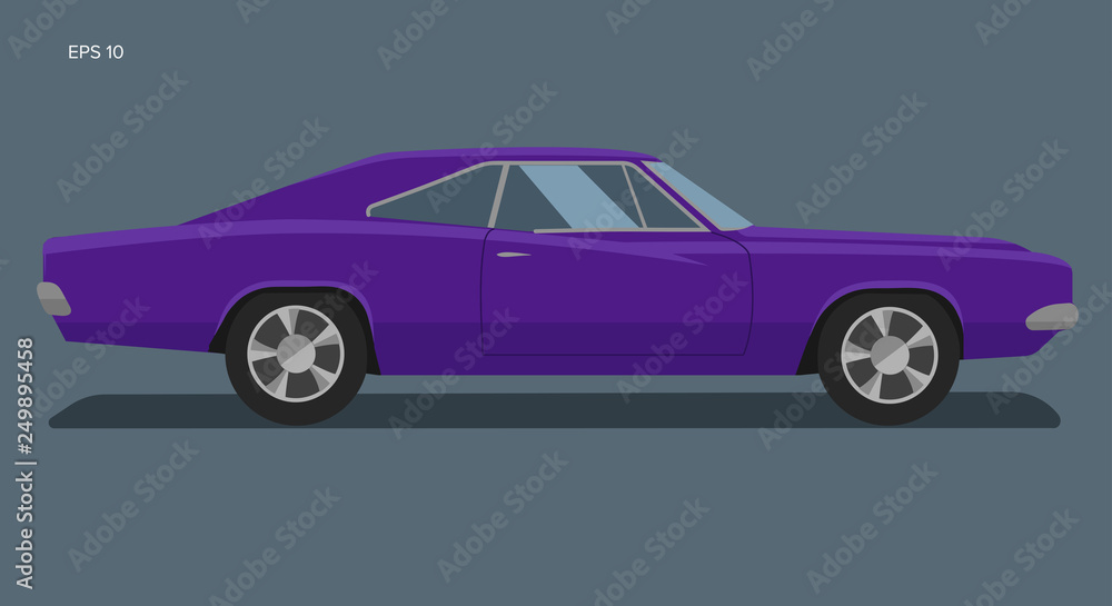 Classic american muscle car vector illustration