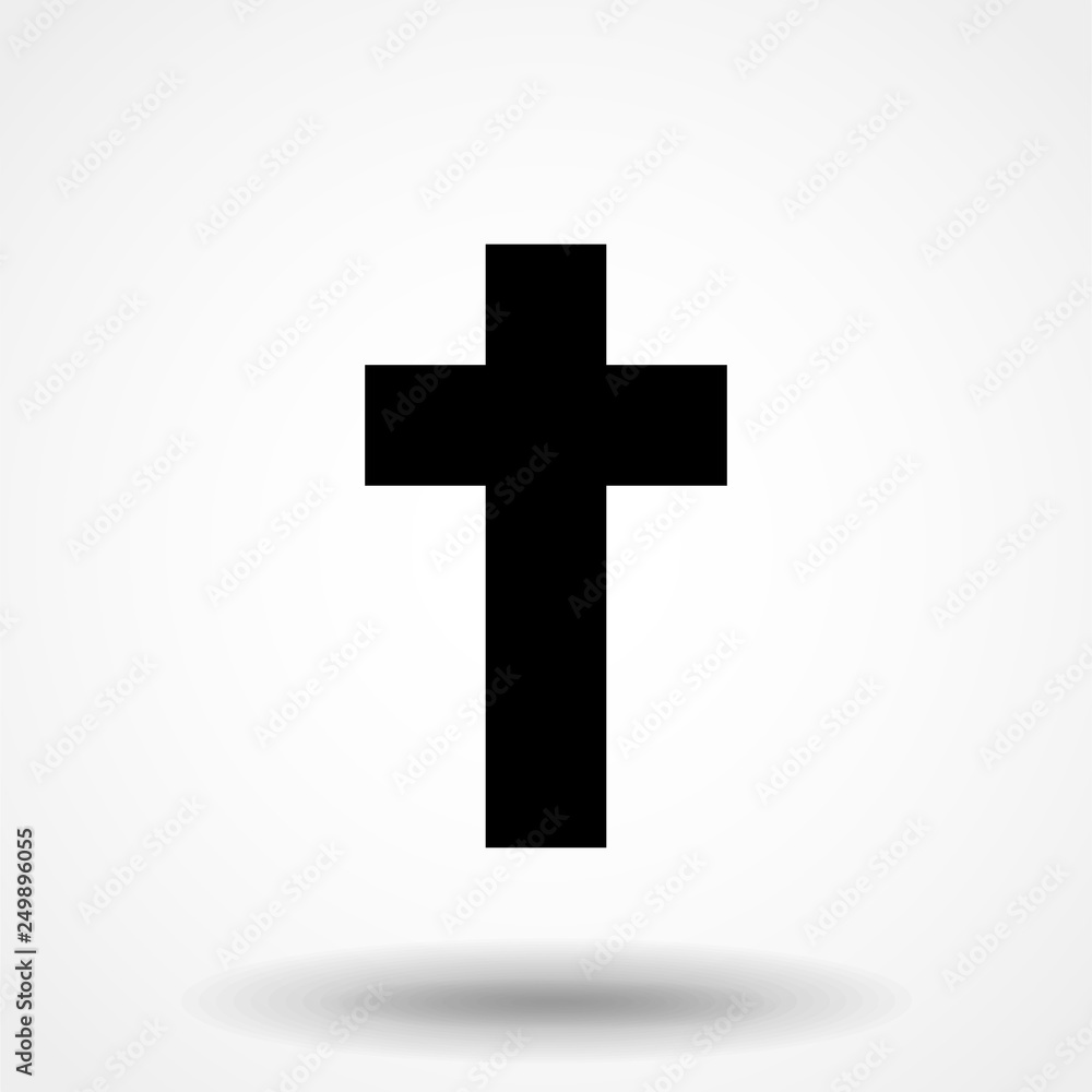 Illustration of an isolated grey cristian cross icon Illustration of an isolated grey cristian cross icon