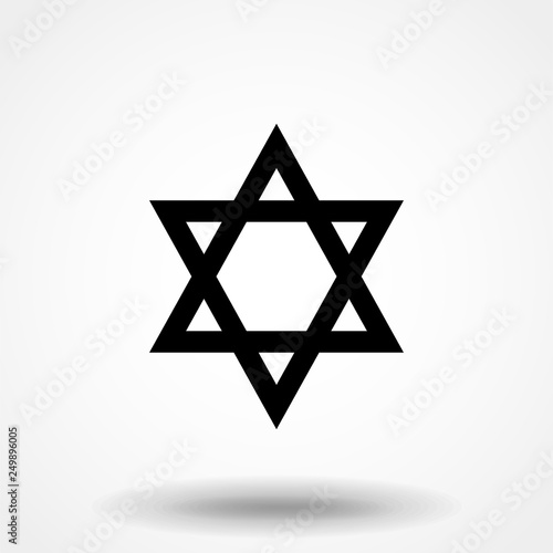 Jewish Star of David Six Pointed Star in black with Interlocking Style vector icon