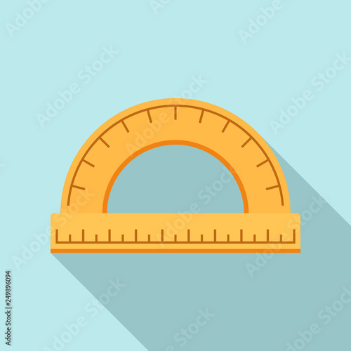 Wood protractor icon. Flat illustration of wood protractor vector icon for web design