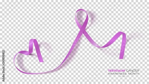 Testicular Cancer Awareness Month. Orchid Color Ribbon Isolated On Transparent Background. Vector Design Template For Poster.