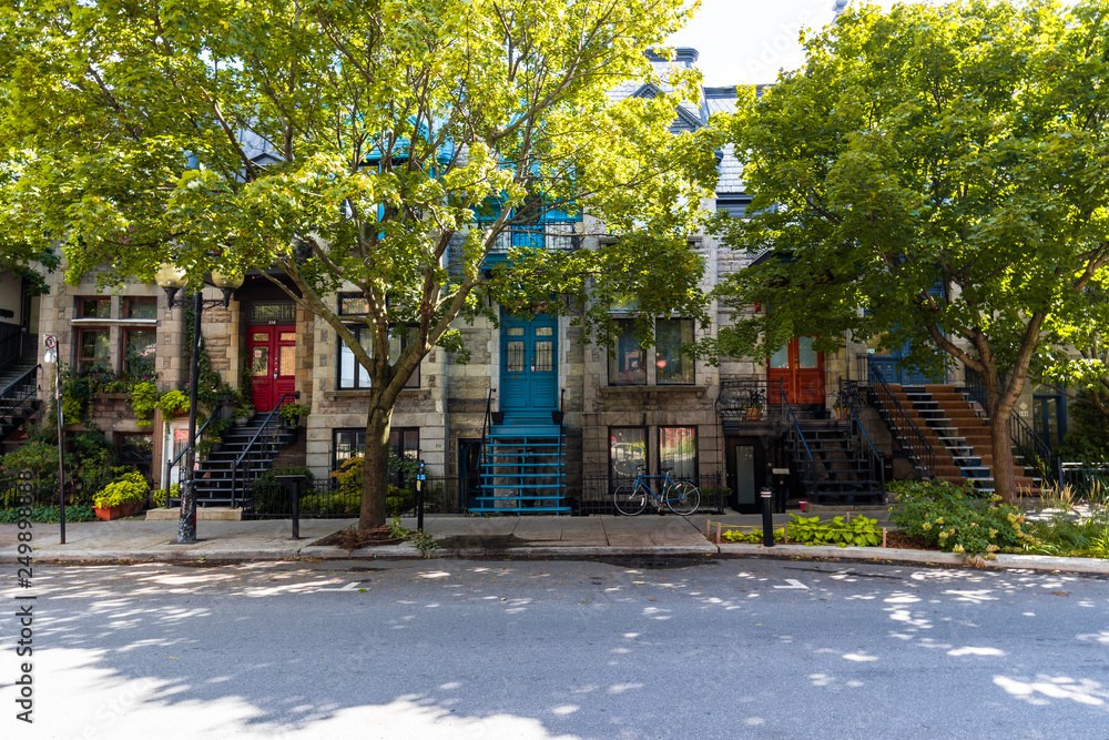 Street houses in Montreal, Canada