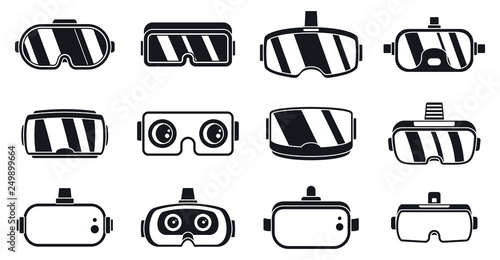 3d game goggles icons set. Simple set of 3d game goggles vector icons for web design on white background