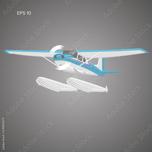 Small seaplane isolated vector illustration