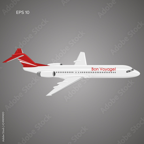 Modern twin engine jet airliner vector illustration.