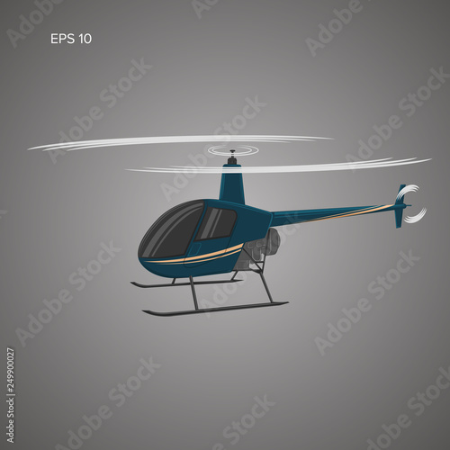 Small private helicopter vector illustration. Modern light aircraft