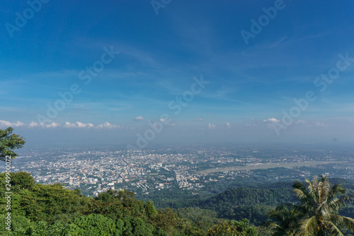 Chiang Mai city panoramic view from Doi Suthep temple in Thailand