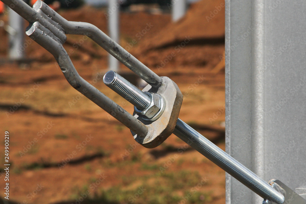 Hardware products and bolted connection closeup on the construction site. Hardware products and bolted connection closeup on the construction site.