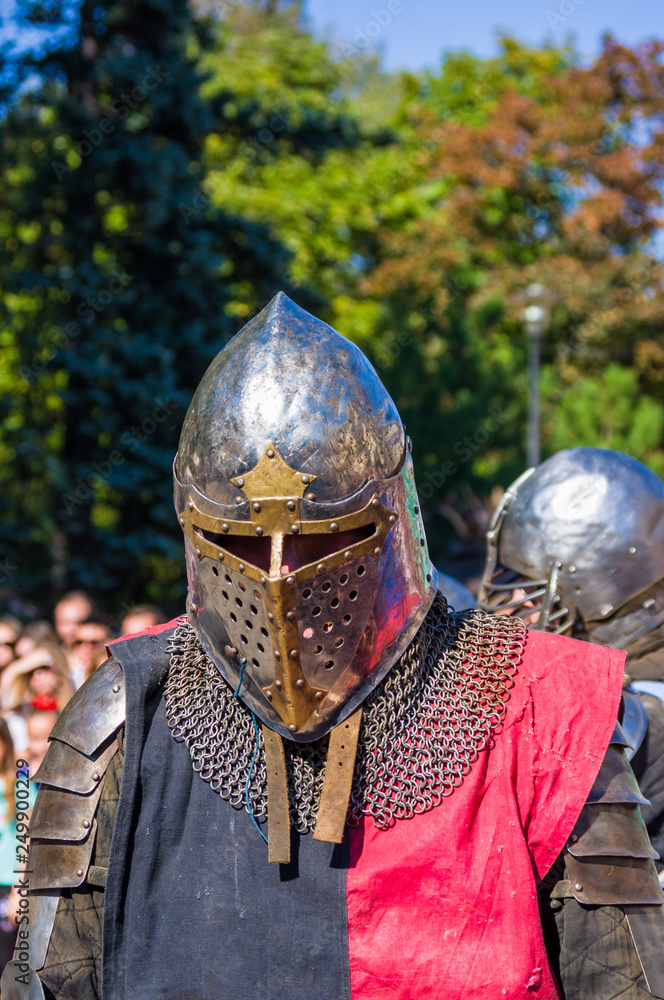 Fototapeta premium Knight's armor for historical reconstructions, close up
