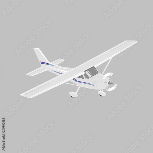 Small plane vector illustration. Single engine propelled aircraft. Vector illustration.