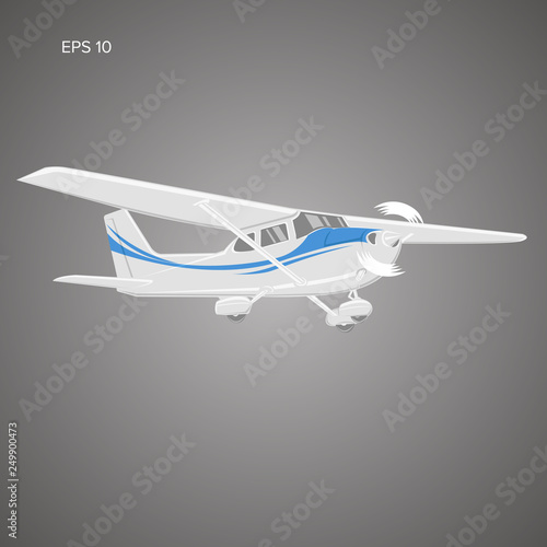 Small plane vector illustration. Single engine propelled aircraft. Vector illustration.