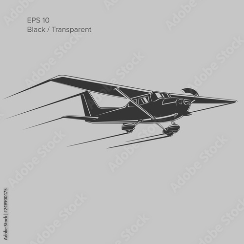 Small plane vector illustration. Single engine propelled aircraft. Vector illustration. Icon