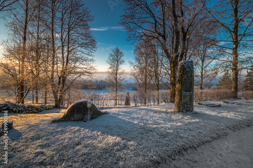 view over a old cemetery in Nordmark / Värmland/ Sweden on a sunny winterday photo