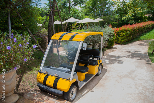 Yellow Golf Car, Yellow golf car from Thailand country