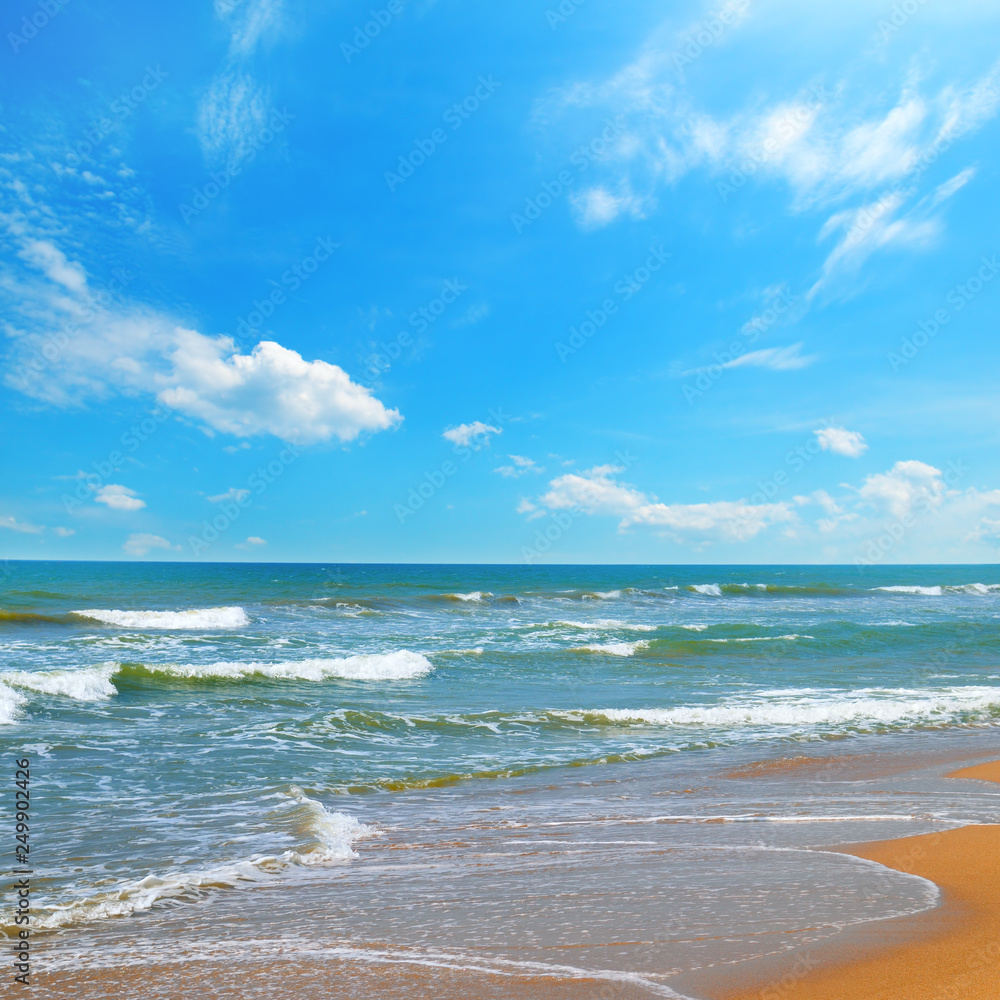Beach tropical sea and and blue sky.