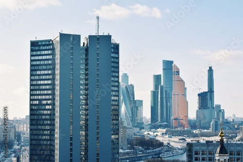 Moscow City Business Center and Panel Skyscraper Arbat street