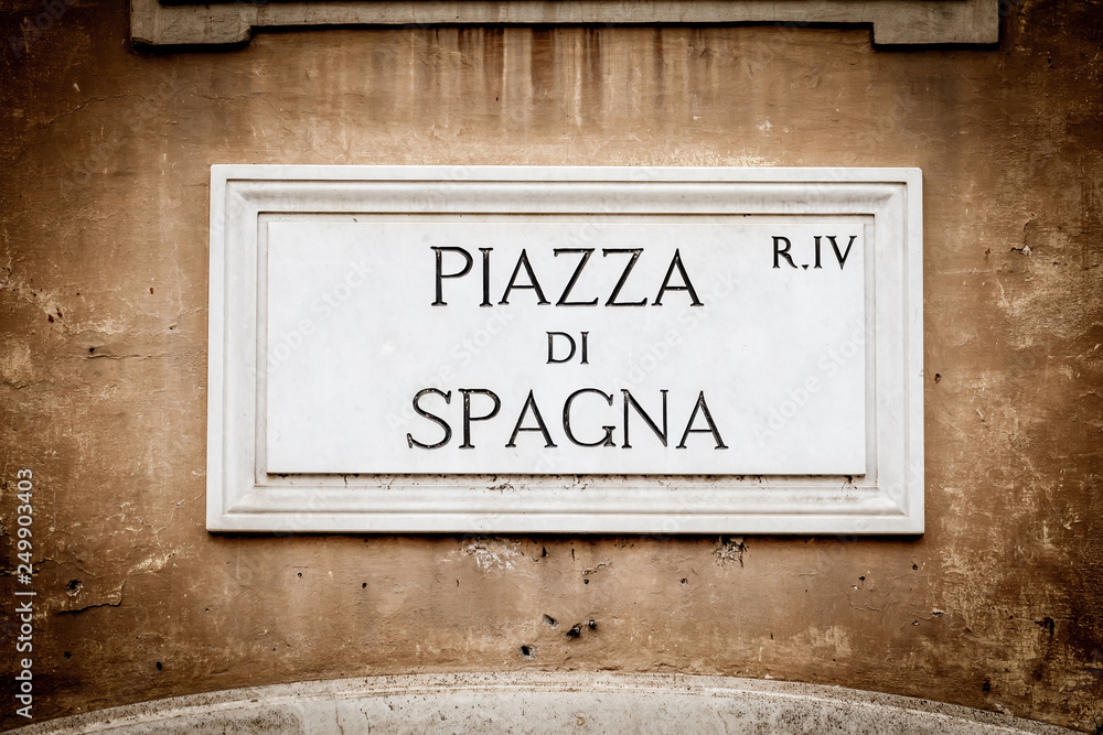 Street sign: Piazza di Spagna (Spain Square) in Rome Street sign: Piazza di Spagna (Spain Square) in Rome