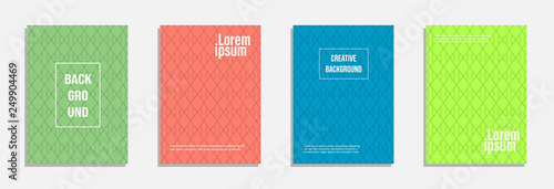 Colorful and modern cover design. Set of geometric pattern background