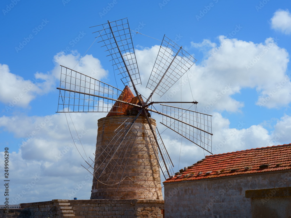 Windmill, salt mines, Sicily