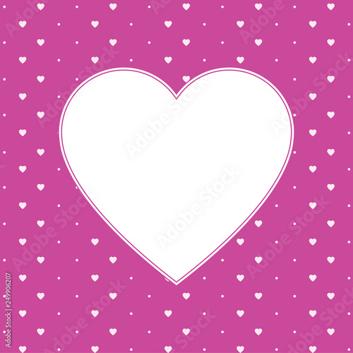 Hearts pattern background with blank space in the shape of heart for text. Valentine s day and Mother s day greeting card - pink  red colors. Banner or invitation
