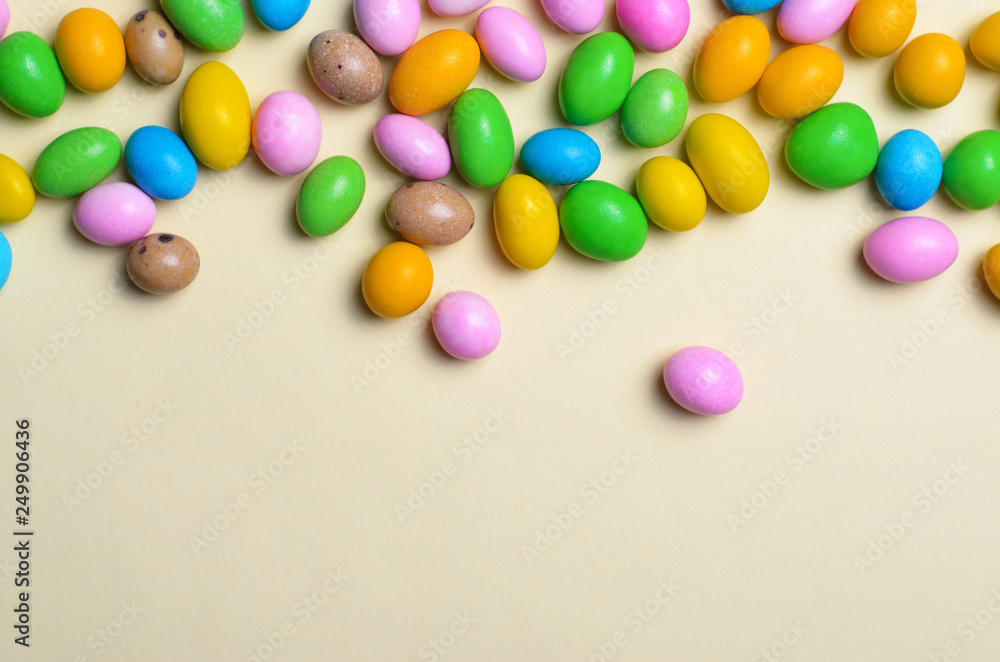Chocolate Eggs on Bright Background, Sweet Easter Treat Chocolate Eggs on Bright Background, Sweet Easter Treat