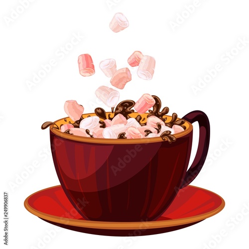 Marshmallow in hot chocolate icon. Cartoon of marshmallow in hot chocolate vector icon for web design isolated on white background