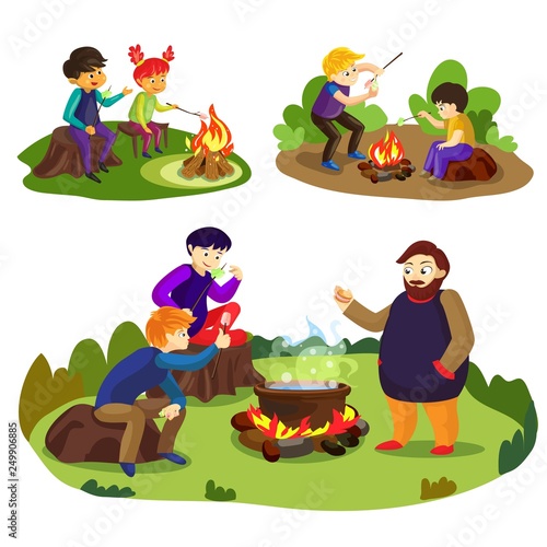 Marshmallow banner set. Cartoon illustration of marshmallow vector banner set for web design
